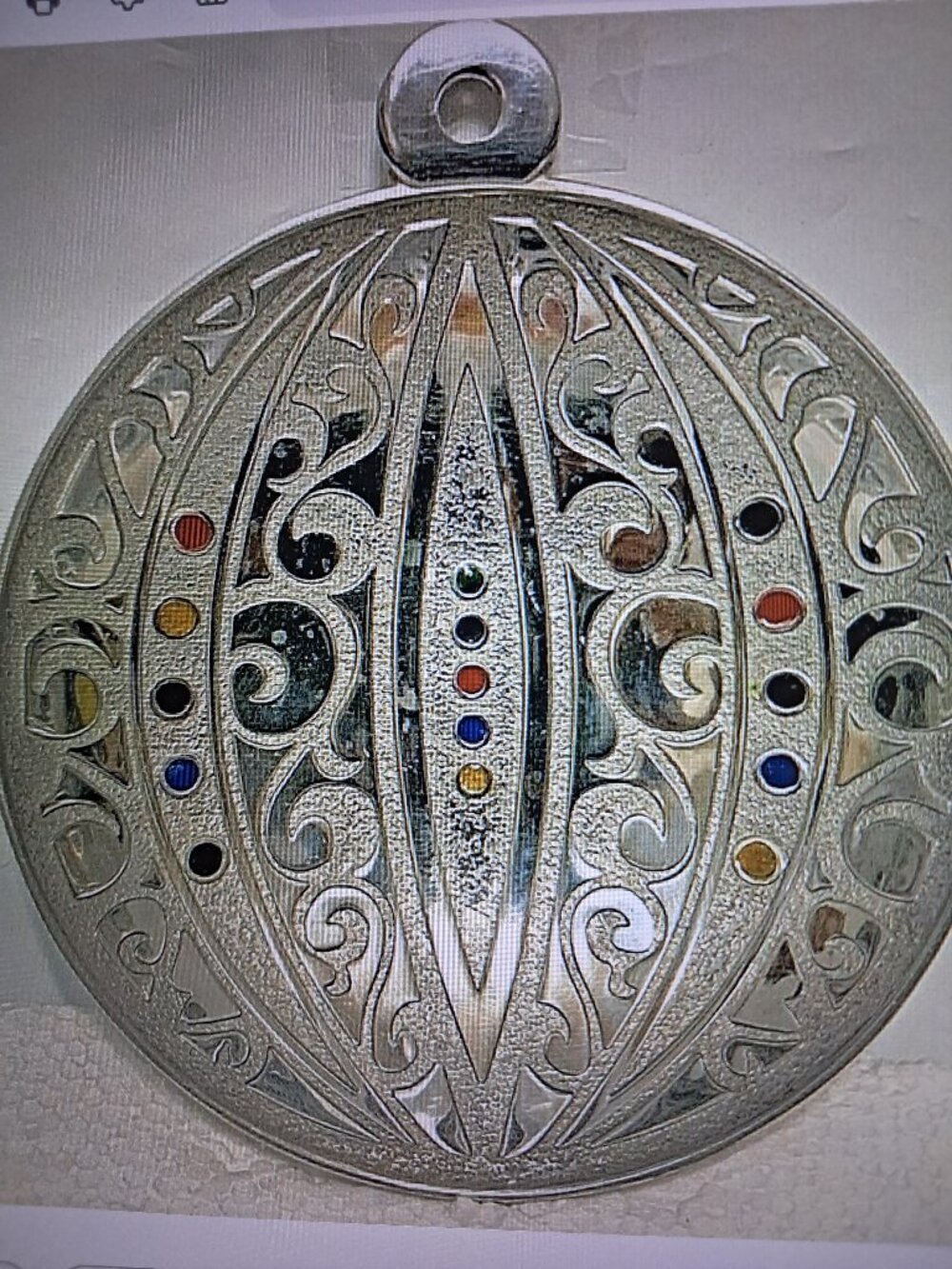 Vintage Gorham Silver Plated Enamel Candy Dish Shaped Like An Ornament